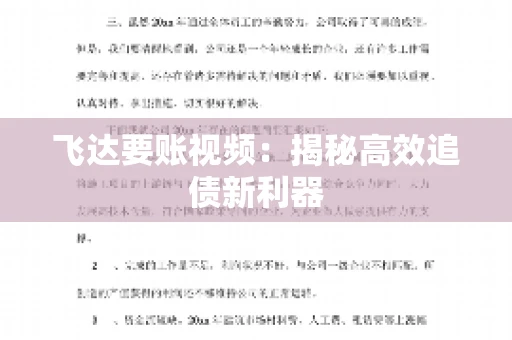 飞达要账视频：揭秘高效追债新利器